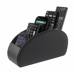 WAYIFON Fernbedienungshalter mit 5 Taschen, Große Halterung für TV, DVD,4K Stick und Bluray Fernbedienungen, Fernbedienung Aufbewahrung für Stifte,M-Schwarz M Schwarz
