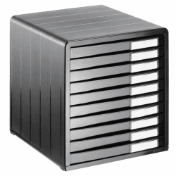 Rotho Timeless Schubladenbox / Bürobox mit 10 Schüben, Kunststoff (PS) BPA-frei, anthrazit, (34.5 x 29.0 x 32.0 cm)