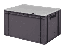 1a-TopStore Design Eurobox Stapelbox Lagerbehälter Kunststoffbox in 5 Farben und 16 Größen mit transparentem Deckel (matt) (grau, 60x40x33 cm) Grau 60x40x33 cm Angebot bei HelloDeals