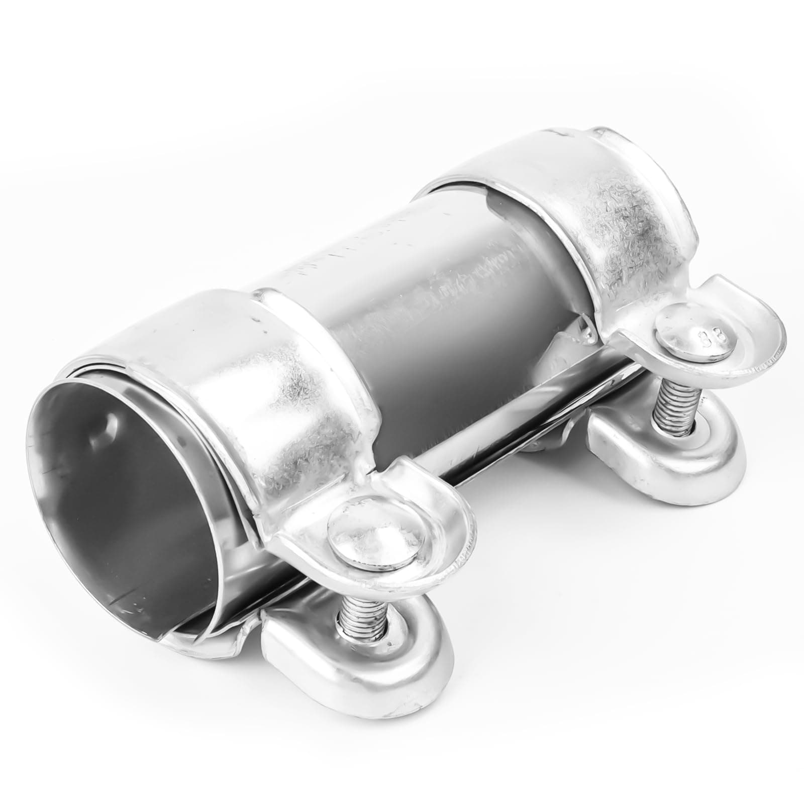 Auspuffschelle Edelstahl Rohrverbinder Ø 45 mm x 120 mm, Auspuff Schellen Klemmen mit Doppelschelle, Abgasanlage Universal Korrosionsbeständig Auspuffrohrklemme für Auspuffrohr mit 45 mm Durchmesser