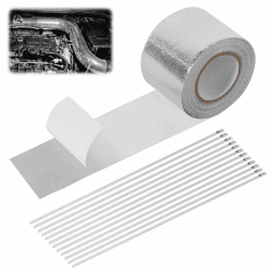Hitzeschutzband Auspuff 10M x 5cm Auspuff Dichtband Auspuffband Selbstklebend mit 12 Kabelbinder Auspuff Reparaturset für Auto Motorrad Krümmer Angebot bei HelloDeals