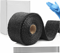 Yosugi 10M Hitzeschutzband Auspuff Dichtband Hitzeschutz mit 5 Kabelbinder Stainless Steel Cable Ties for Motorcycle Manifold, Thermal Tape, Manifold Tape(Schwarz) 10M*5CM Angebot bei HelloDeals