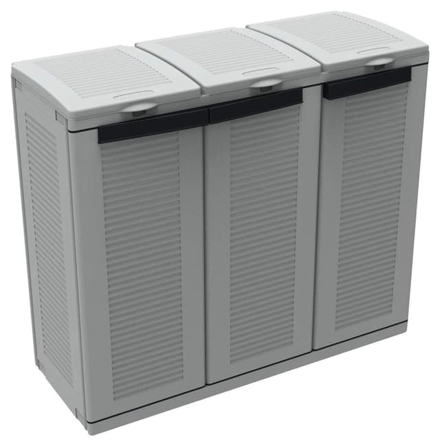 Terry, Ecocab 3, Schrank zum Mülltrennen, für den Innen- und Außenbereich, 3 separate Fächer - 102x39x88,7 cm 3 Fächer Grau
