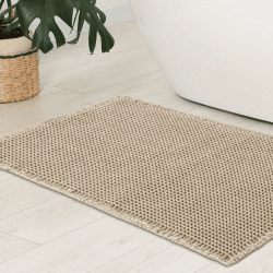 WONGS BEDDING Waffel Badematte,Super Saugfähige Badezimmerteppich,rutschfeste Badteppich für Badezimmerboden Badvorleger Waschbar mit Quasten Ultraweich,Beige 80x50cm Angebot bei HelloDeals