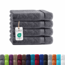 Class Home Collection Frottee Gästetücher 30x50 cm – 4er Set Gästetuch – Besonders weiche & saugfähige Gästetücher aus 100% Baumwolle mit Aufhänger – Anthrazit Anthrazit 30x50 cm (4er-Set)