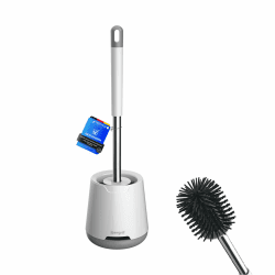 Ibergrif Silikon Klobürste mit Anti-Tropf Halter & Belüfteter Trocknung – WC Bürstengarnitur Stehen/Wandmontage, Weiß (126x425mm) Angebot bei HelloDeals