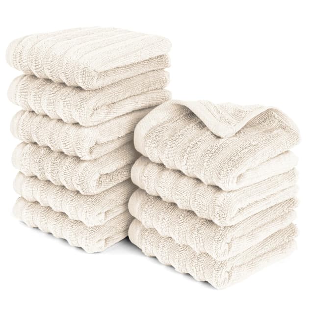 Pure Label Gasthandtuch - 10er-Pack 30x50cm aus 100% Baumwolle - saugstark, schnelltrockend & weich - Gästehandtuch mit Anhängeschlaufe - Oeko-TEX Zertifiziert - Creme Gästetuch 30x50cm - 10er Set 05 Creme