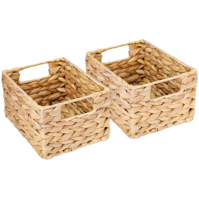 HMF Aufbewahrungskorb, Korb geflochten aus Wasserhyazinthe Seegras | 2er Set | Größe S | 22 x 17 x 12 cm S 2 Stück