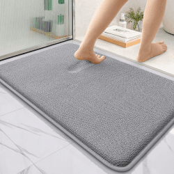 Homaxy Memoryschaum Badezimmerteppich Weich Badematte rutschfest Waschbar Dick Badteppich Saugfähig Badvorleger Bad Teppich Duschvorleger für Badezimmer - 60x90 cm, Grau 60x90 cm Grau Angebot bei HelloDeals