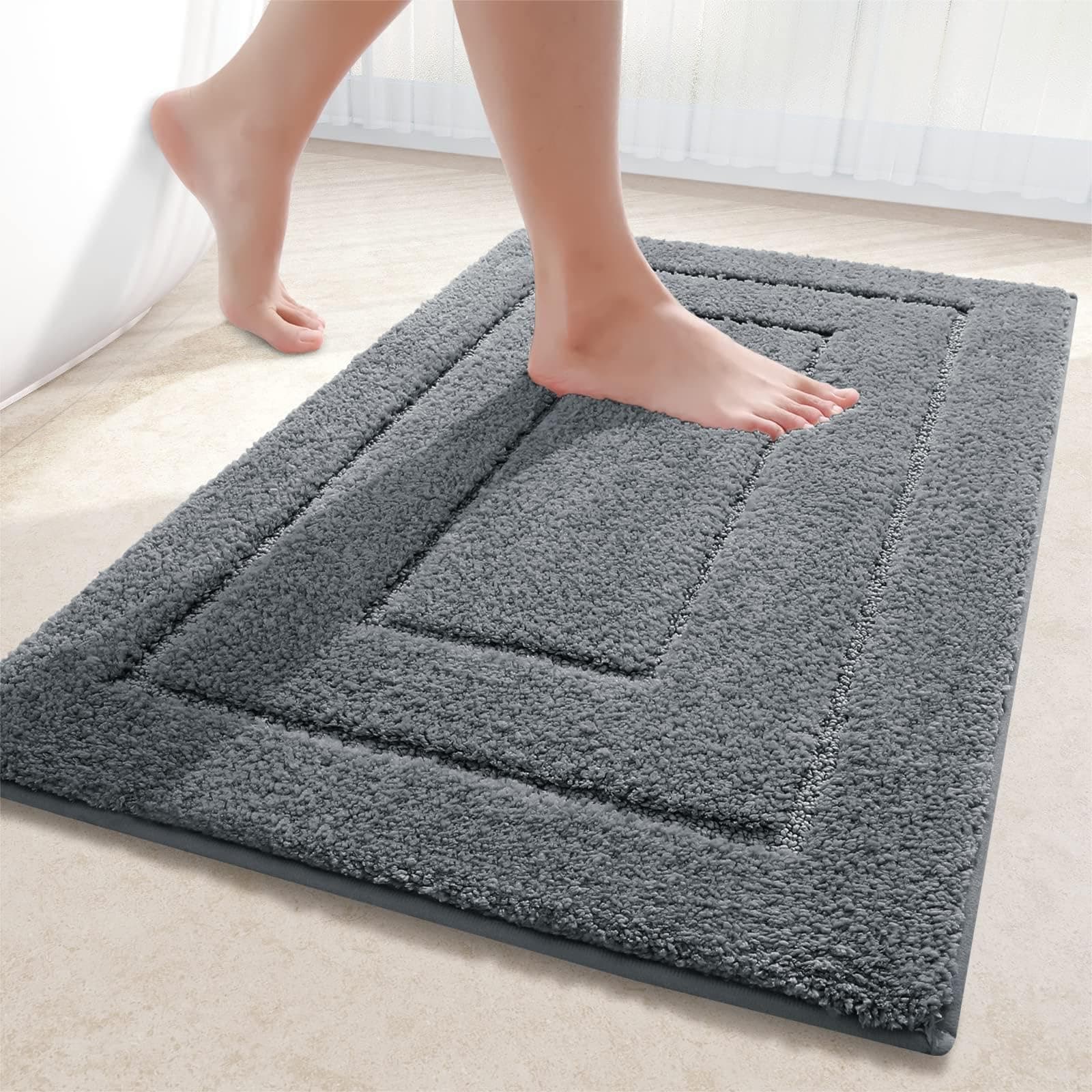 Homaxy Mikrofaser Badezimmerteppich rutschfest Waschbar Badematte Weiche Badteppich Wasserabsorbierend Badvorleger für Badezimmer - 50x76cm,Dunkelgrau 50 x 76 cm (Rechteckig) Dunkelgrau