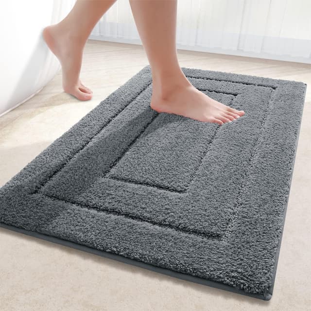 Homaxy Mikrofaser Badezimmerteppich rutschfest Waschbar Badematte Weiche Badteppich Wasserabsorbierend Badvorleger für Badezimmer - 50x76cm,Dunkelgrau 50 x 76 cm (Rechteckig) Dunkelgrau