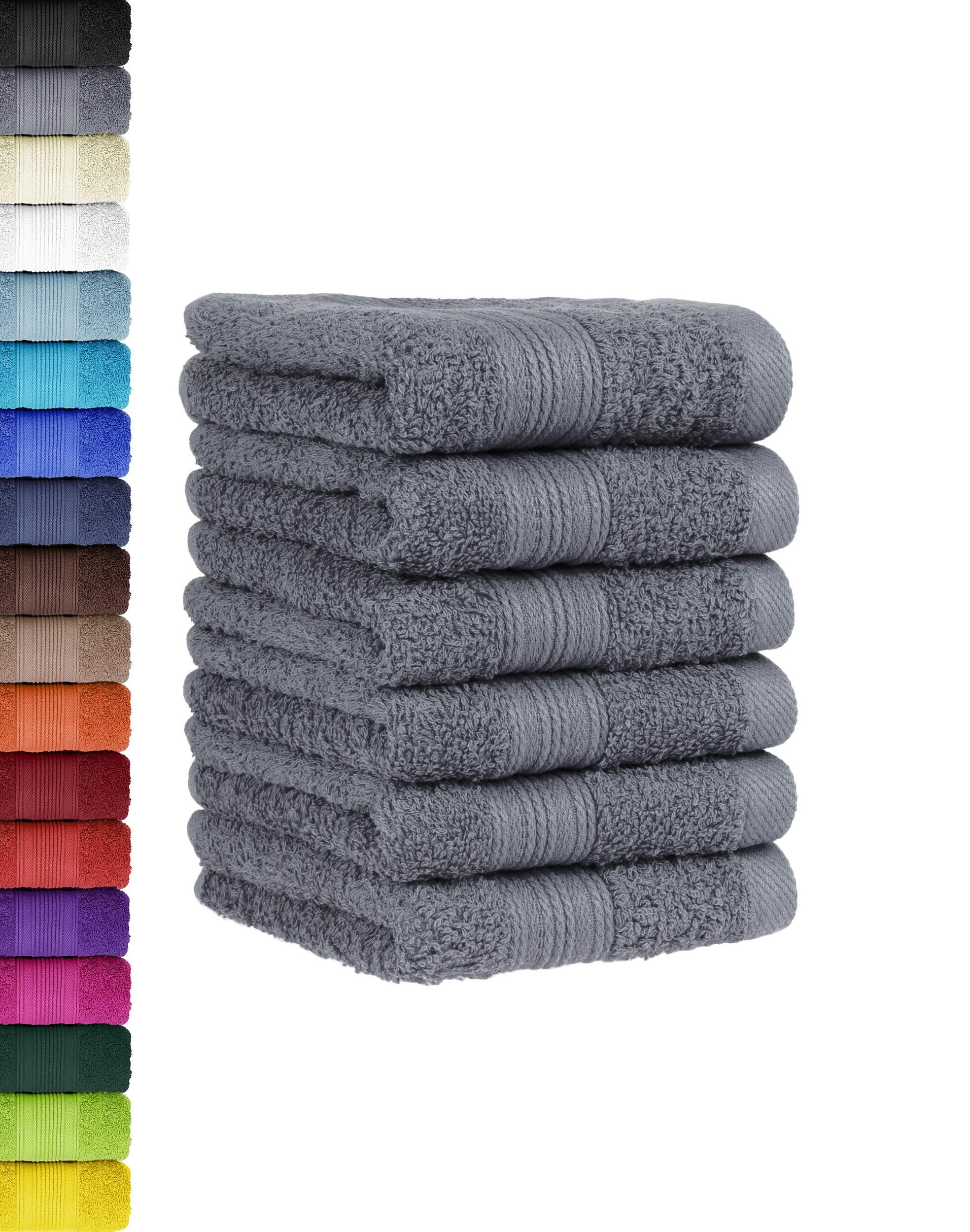 BaSaTex - 6er Pack Handtuch Set für Gäste - Handtücher mit Aufhängeschlaufe aus weicher Baumwolle in 30x50 cm - Gästetücher für die Händereinigung Öko-Tex Standard 100 Zertifiziert - Anthrazit 6er Pack Anthrazit