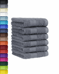 BaSaTex - 6er Pack Handtuch Set für Gäste - Handtücher mit Aufhängeschlaufe aus weicher Baumwolle in 30x50 cm - Gästetücher für die Händereinigung Öko-Tex Standard 100 Zertifiziert - Anthrazit 6er Pack Anthrazit Angebot bei HelloDeals