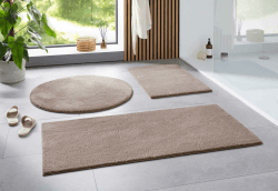 Taracarpet Badematte Uni Boho rutschfest, waschbar, Badezimmer-Teppich, Bad-Vorleger, WC Deko, Duschvorleger für Dusche und Badewannen weich und als Set kombinierbar Sand 050x080 cm Sand 50 x 80 cm (Rechteckig)