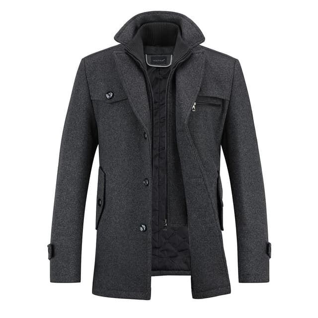 YOUTHUP Herren Wollmantel Dick Winter Kurzmantel Regular Fit Wintermantel Freizeit Herrenmantel Übergangsmantel