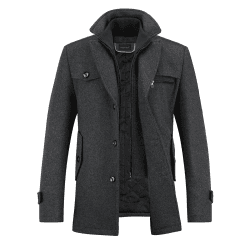 YOUTHUP Herren Wollmantel Dick Winter Kurzmantel Regular Fit Wintermantel Freizeit Herrenmantel Übergangsmantel