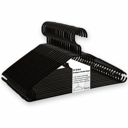 20 Kleiderbügel schwarz mit drehbaren Haken, Kleider Bügel, Kleiderbügel platzsparend aus Kunststoff, Länge ca. 41 cm - Made in EU - Umweltfreundlich da 100% Recyclingmaterial, Model: Minnie