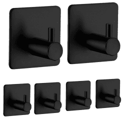 lumfork Handtuchhaken 6 Stück Haken Selbstklebend, Wandhaken Klebehaken Ohne Bohren aus Edelstahl, Ideal für Badzimmer Toilette Küche Büro(Schwarz) Angebot bei HelloDeals