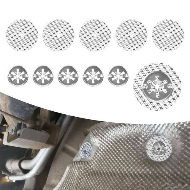 JESTOP 10 Stück Hitzeschutzplatte Reparatursatz für Auto Für Audi VW OEM N90335004, 5 Sätze Hitzeschutzblech Auspuff Reparatursatz für Fahrzeug, 30mm Sicherungsscheiben, 52mm Hitzeschutzblech