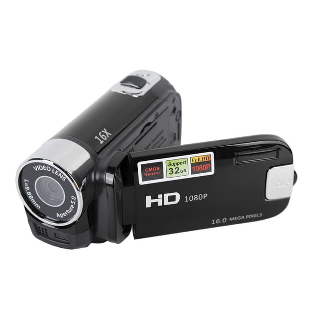 Yosoo Health Gear Videokamera Camcorder, 4K 48 MP DV Handkamera, 2,7-Zoll TFT drehbarer Bildschirm, 16 facher Digitalzoom Videokamera mit USB Kabel, Kompakter Camcorder (Black) Schwarz