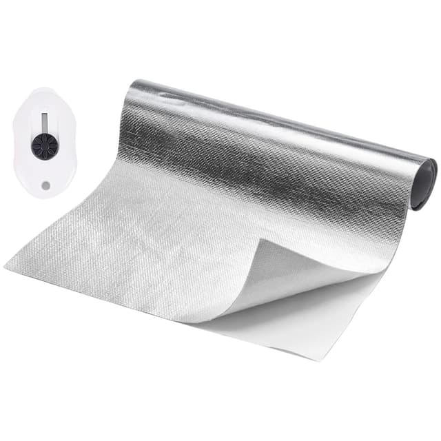LongZYU Hitzeschutz Aluminium Platte 30 x 300 cm Kleberücken Aluminium Glasfaserblatt Praktische Hitzeschild Aluminisierte Hitzeschutzmatte Hitzeschutzfolie Selbstklebend für Schlauch Rohrisolierung 30 x 300 cm 0.2mm