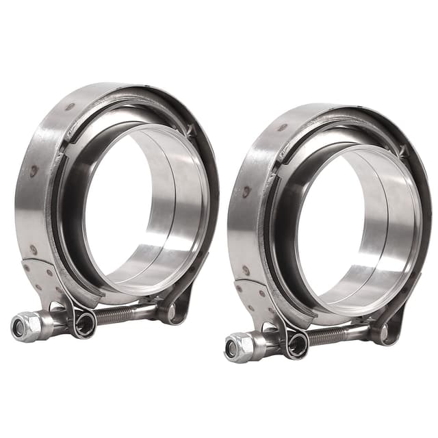 Bohaner Auto Auspuff V Bandschelle Kit 2x Edelstahl V Band Schelle 76 mm 3 Zoll 4x Anschweissringe für Turbo V-Band Auspuff Flansch Kit Flanschsatz Befestigungsschelle für Abgasrohre Fallrohr 2 x 76mm(3Zoll)
