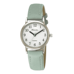 Ravel - Damen-Armbanduhr, Pastellfarben, Everyday Silver Tone – Quarz Analog – R0137 Klein - 27mm Uhrengehäuse Grün Angebot bei HelloDeals