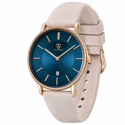aswan watch Flache Damen Analog Quarz Armbanduhr mit Leder/Silikon Armband, Datum, 2 Zeiger, 39 mm Gehäusegröße 07 Silikon Baby Blau Angebot bei HelloDeals