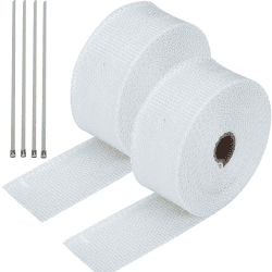 Mengger 2 Stück 10m Hitzeschutzband Auspuffband Weiß Aluminium hitzeschild hitzeschutz Auspuff Band Auto Motorrad Basaltfaser mit 4pcs Kabelbinder für Fächerkrümmer Thermoband Krümmerband