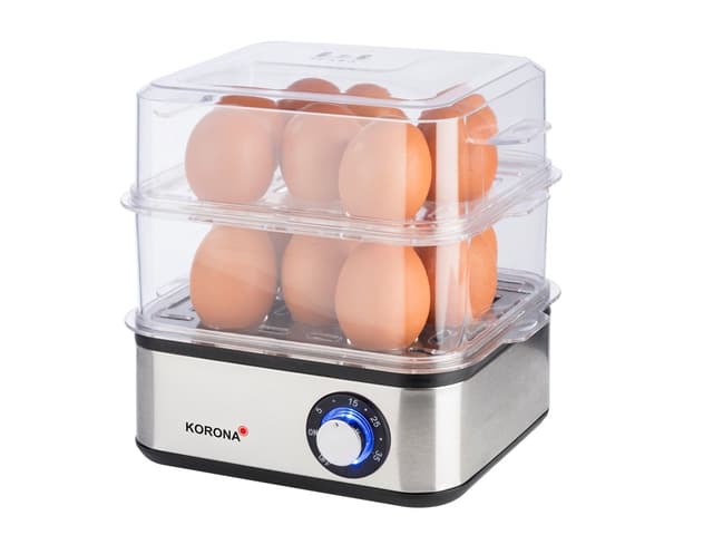 Korona 25303 Edelstahl Mini Dampfgarer und Eierkocher | Kleiner Dämpfer für Gemüse | Profi Kocher für bis zu 16 Eier