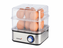 Korona 25303 Edelstahl Mini Dampfgarer und Eierkocher | Kleiner Dämpfer für Gemüse | Profi Kocher für bis zu 16 Eier