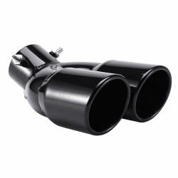 MOCNT Verdicktes Auto Auspuff Endrohr Edelstahl Auspuffblende Endrohr Schalldämpfer Auspuffrohr Auspuffspitze Doppelendrohr Dual Auspuffendrohr Biegen Schwarz 63mm Schwarz Doppelauslass Biegung