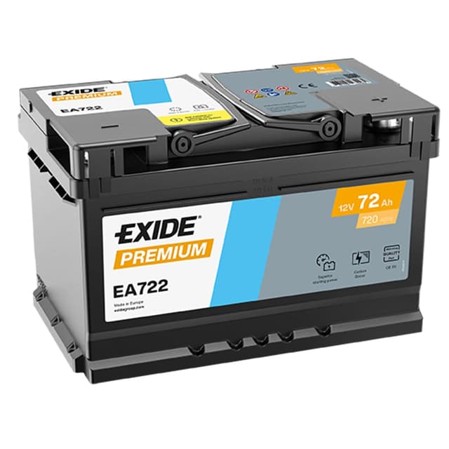 EXIDE 72Ah 720A EA722 PREMIUM LB3 Starterbatterie