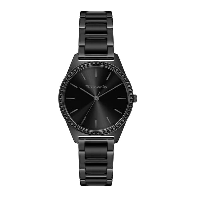 Tamaris Damenuhr - Kleine, Sportlich-Elegante Armbanduhr 30mm Schwarz Tiny Zirkonia