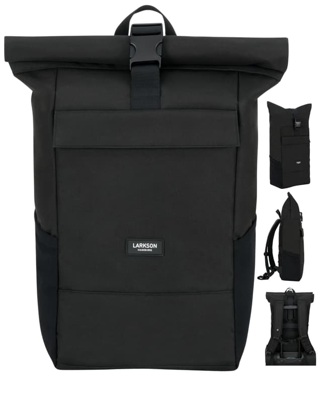LARKSON Rucksack Damen & Herren - No 4 - Rolltop Backpack mit Laptopfach Uni, Arbeit & Fahrrad - Großer Reiserucksack - Wasserabweisend