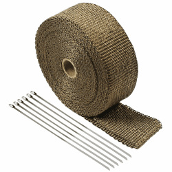 TIHOOK Hitzeschutzband 5M x 5CM, Fiberglas Auspuffband mit Kabelbinde, für Fächerkrümmer Auto Motorrad, -54 und 550 Grad Celsius 5Mx5CM