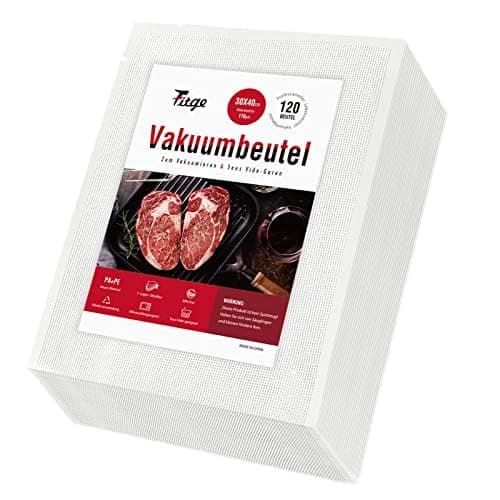 Fitge Vakuumierbeutel 170µm 30x40cm 120 Beutel für alle Vakuumiergeräte Vakuumbeutel für Lebensmittel BPA-frei stark & reißfest Profi Vakuumierfolie Sous Vide Gefrierbeutel 30x40cm/120 Beutel