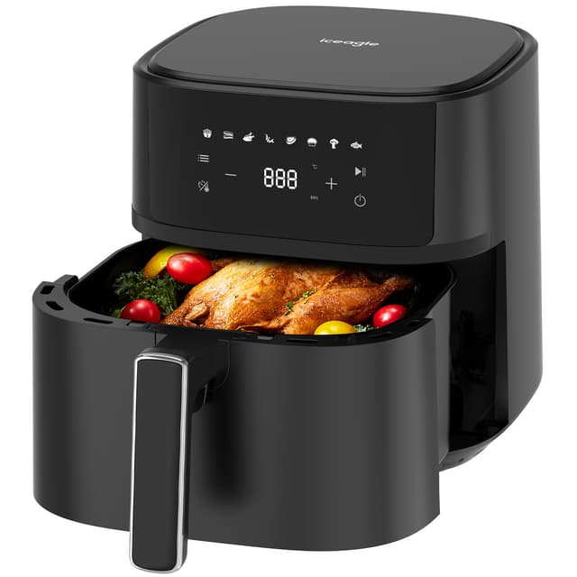 Heißluftfritteuse 6,5L Airfryer XL - 1700W Friteuse ohne Öl mit Metall-Innenraum | Heissluftfriteuse Air Fryer, 8 Programmen, Digitales Display, Timer, Benutzerfreundlich, 80-200°C, Rezeptbuch 6.5L