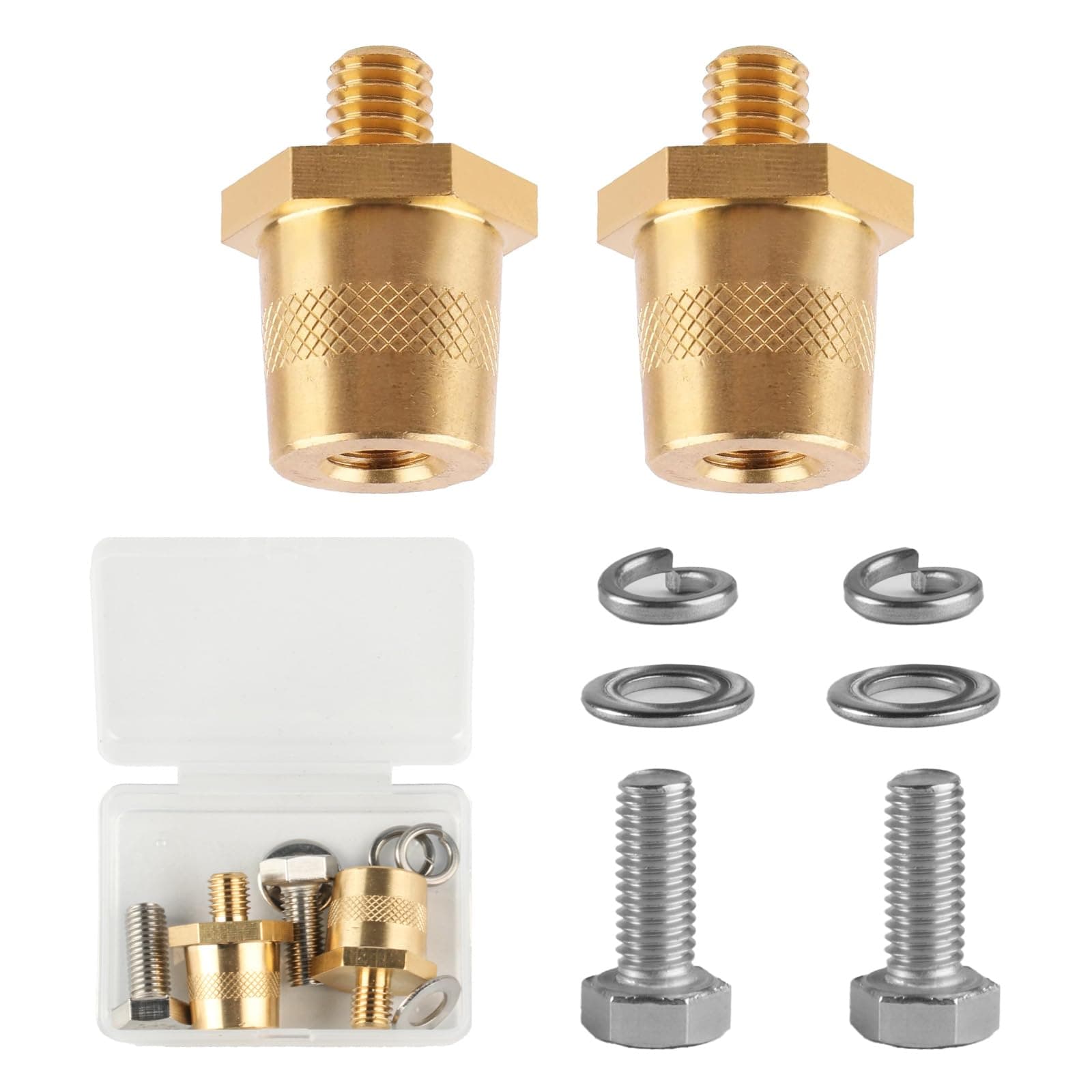 Batteriepoladapter M8, Messing Batteriepoladapter Paar, M8 Batterieklemmen, Positiver und Negativer Adapter, Batteriepol Adapter M8, Auto Batterie Klemmensäule Anschlussklemmen für Motor Autos