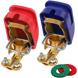 Bolatus 1 Paar Batterieklemmen 12V KFZ Auto Batteriepolklemmen Batterieklemme Schnellklemmen Polklemmen Batterieklemmen Set Boot PKW Autobatterie Klemmen (Rot und Blau) 1Pair Angebot bei HelloDeals