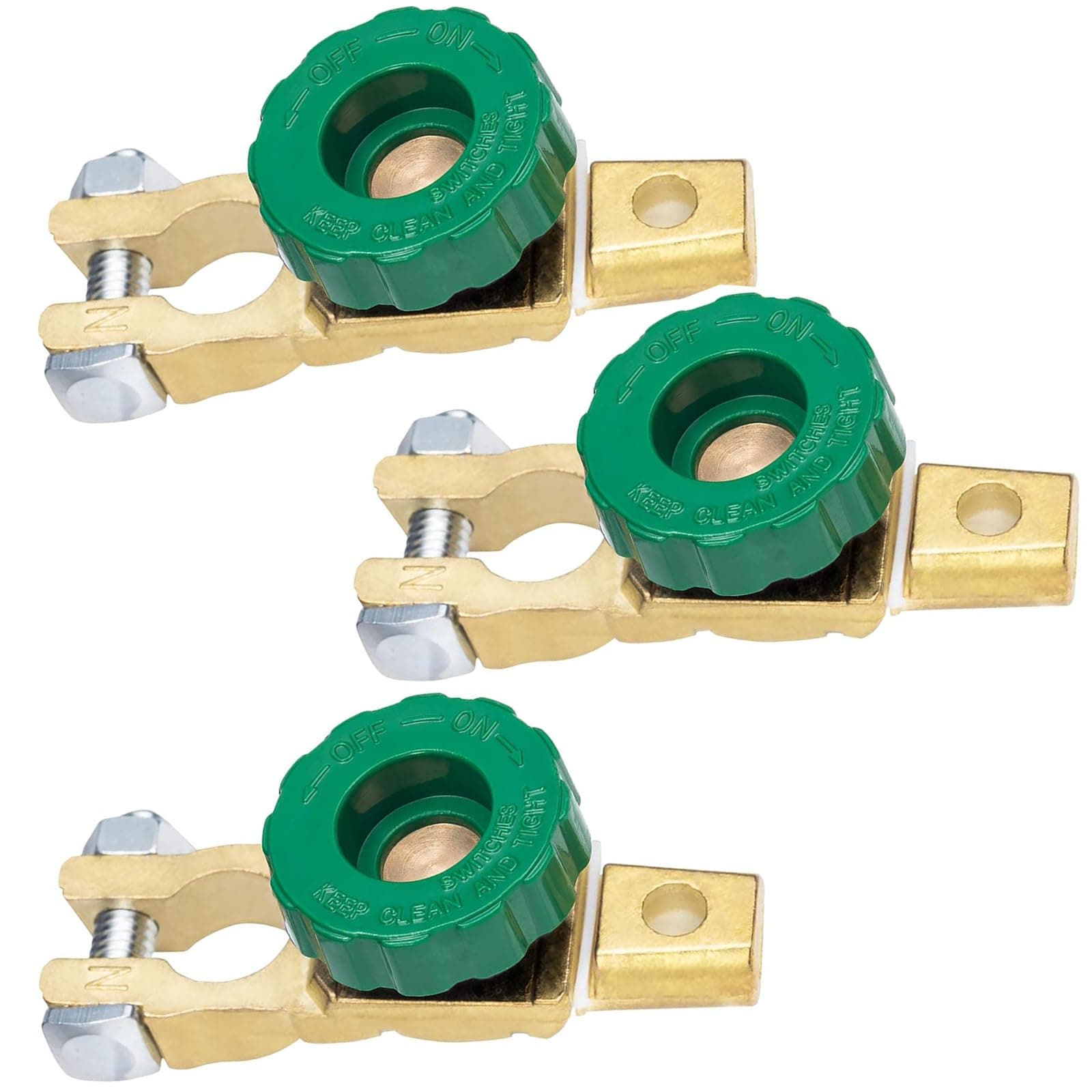 Xpieoyrm 3 Stück Batterie Trennschalter 12V/24V, Batterieschalter Zinklegierung Verkupfert, Hauptstromschalter für Auto Truck Boot Fahrzeuge, Stromunterbrecher für 16–17 mm Elektrodenkopf Angebot bei HelloDeals