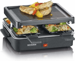 SEVERIN Mini Raclette-Grill für 4 Personen, platzsparend und kompakt, antihaftbeschichtet, 600 W, schwarz, RG 2370 Auslauf Angebot bei HelloDeals
