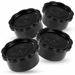 GRÄWE Deckel für Sodastream Glasflaschen Penguin und Crystal, 4er Set Flaschendeckel, absolut dichter Deckel, Schwarz Schwarz 4er Set