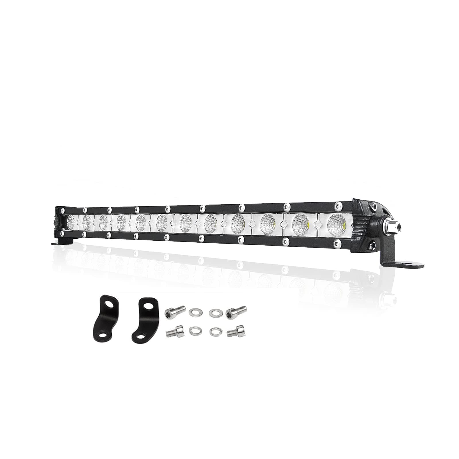 PICAA Led Arbeitsscheinwerfer 13 Zoll 38CM 60W einzelne Reihe Led Lichtbalken 12V Slim Led Zusatzscheinwerfer Bar Flutlicht LED Arbeit Licht Bar für SUV Offroad ATV UTV Traktor 4x4 Auto 13 Zoll 60w Flutlicht