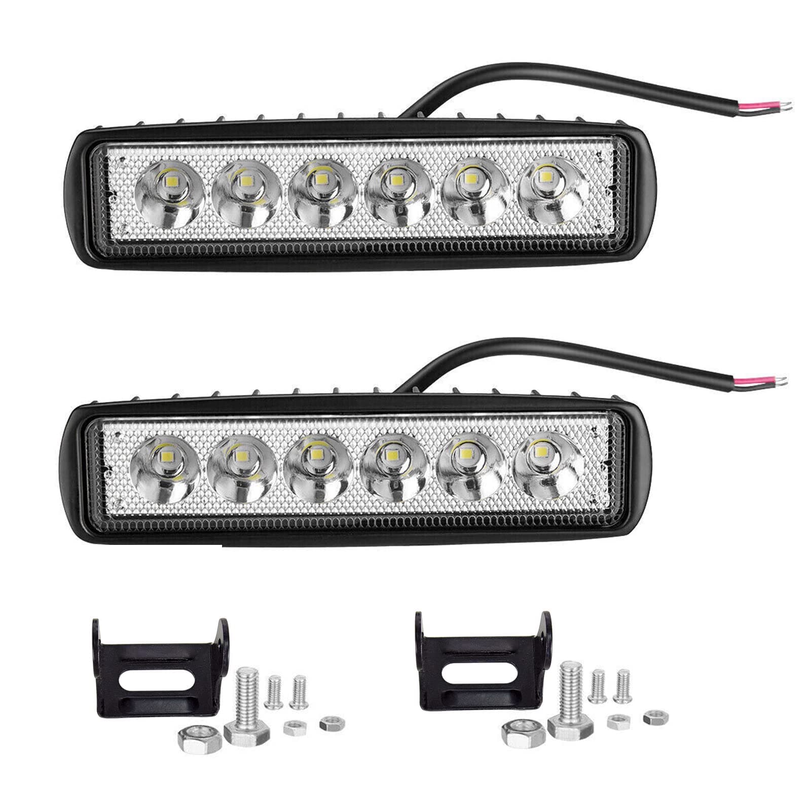 PICAA Mini LED Arbeitsscheinwerfer 12V 24V, 2 Stücke 6 Zoll 18W Spot 6000K Weiß Led Scheinwerfer Zusatzscheinwerfer für Auto Offroad 4X4 Traktor LKW Motorrad 2x 6 Zoll 18W
