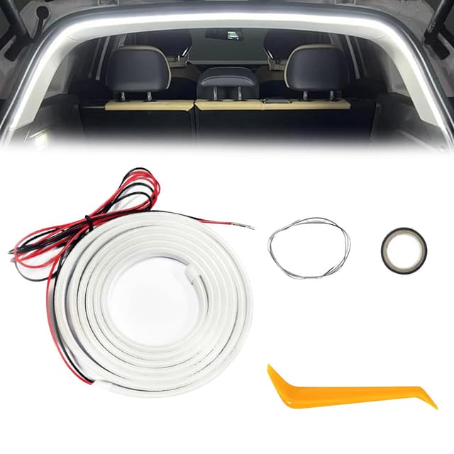 4M Kofferraum Lichtstreifen, Led Auto-Innenraumbeleuchtung, Ambientebeleuchtung Auto, Tail Box Light Strip, Zubehör für Kofferraum-Beleuchtung, Universal Fit, Automatischer Schalter(Weiß)