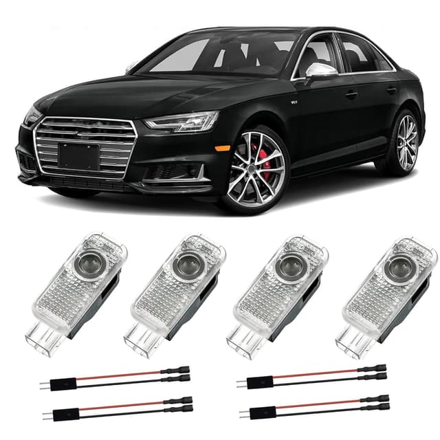 4 Stück Autotür Licht Projektor Logo Audi Türbeleuchtung für A1/A3/A4/A5/A6/A7/A8/Q2/Q3/Q5/Q7/Q8/TT/R8, Türprojektoren Einstiegsbeleuchtung Unterbodenbeleuchtung Auto Zubehör