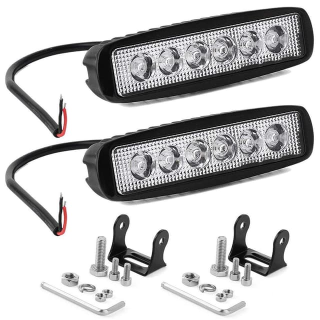 AUXTINGS 2 Stücke 6 Zoll 15 cm 18W Mini dünn LED Arbeitsscheinwerfer Flutlicht Leuchtfleck Beam LED Pods 12V 24V Zusatzscheinwerfer Offroad Nebel Lampen für LKW Traktor boot 4x4 Auto SUV ATV,IP66 18W Kaltweiß
