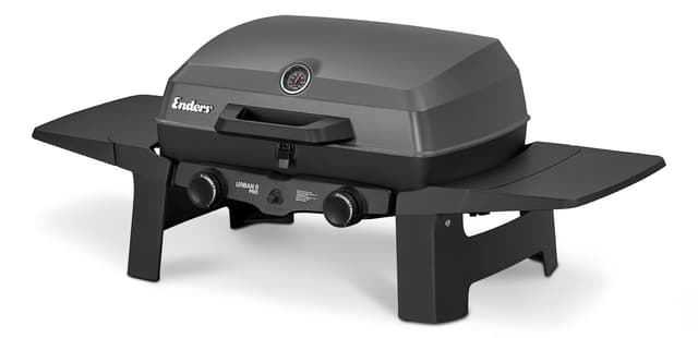 Enders® Gasgrill Urban II Pro, Tischgrill, Grillen-, Kochen- und Backen Funktion, 2 Brenner Edelstahl, mit Grill-Thermometer, Balkon-, Camping-Grill, Aluguss-Gehäuse, Gusseisen-Rost, #2062 URBAN II PRO (2025) Single
