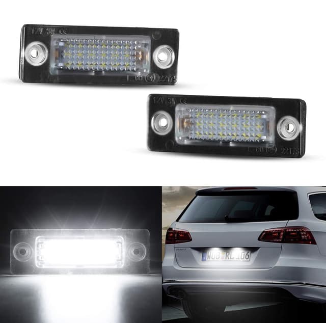 OZ-LAMPE LED Kennzeichenbeleuchtung für V-W Caddy 2K Golf Plus 5M1 Jetta 1K2 Passat Limousine 3bg Passat Variant 3C B6 T5 7H 7J Touran 1T1 1T2 1T3, Kennzeichen CANBus Nummernschildbeleuchtung 2 Stücke für VW